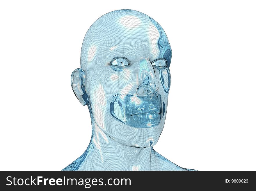 3D redering of a face of a men (wireframe). 3D redering of a face of a men (wireframe).