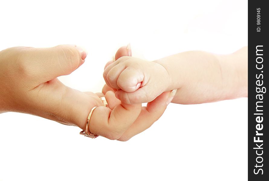 Baby's and mother's hands