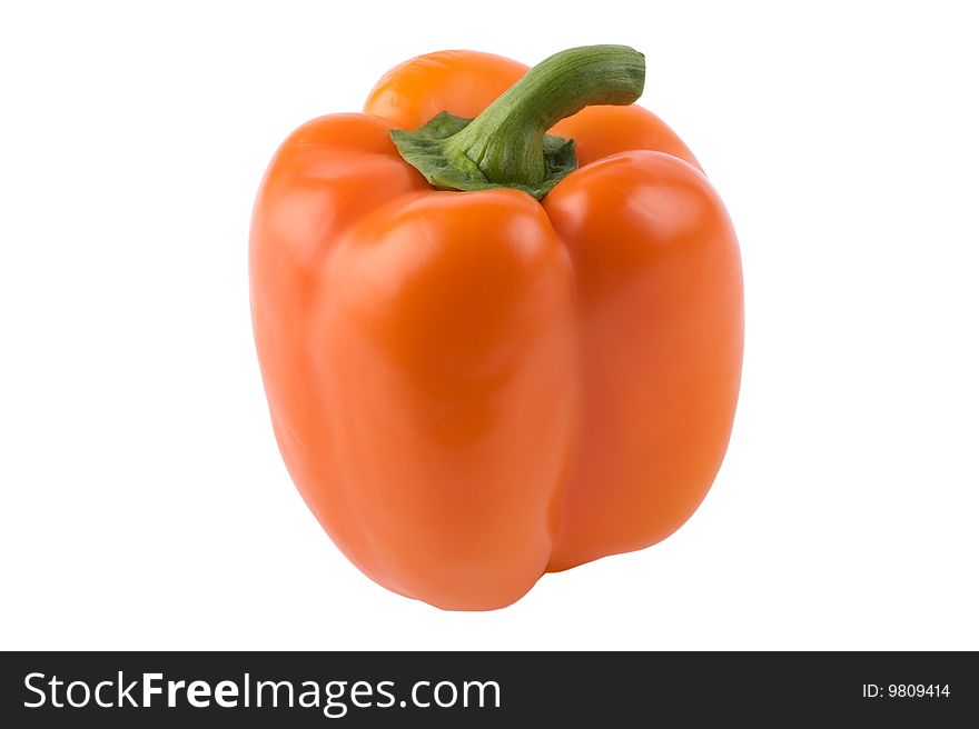 Orange pepper on white background