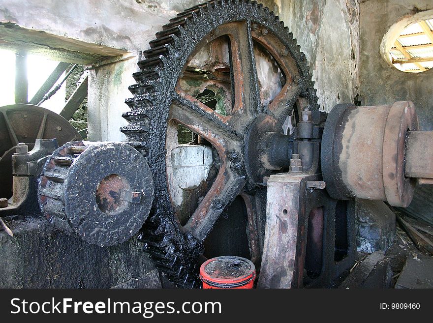 An old cog wheel in a factory