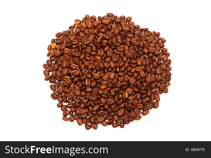 Beautiful roasted coffee beans on white background