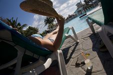 Woman Near Swimming Pool In Cuba Stock Photos