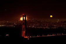 San Francisco Skyline At Night With Fireworks And Royalty Free Stock Photography San Francisco Skyline At Night With Fireworks And Royalty Free Stock Photography