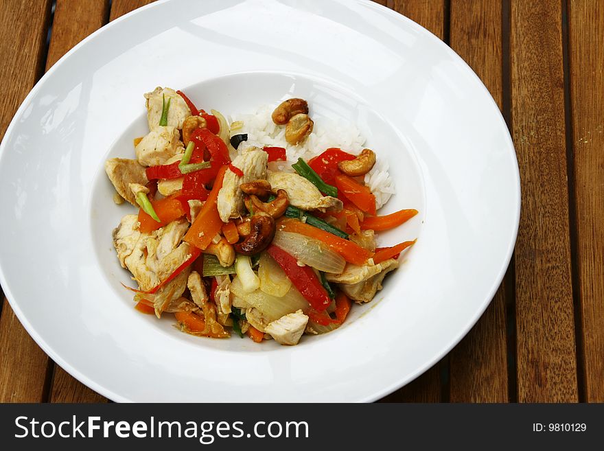 Asian Food with vegetables and chicken