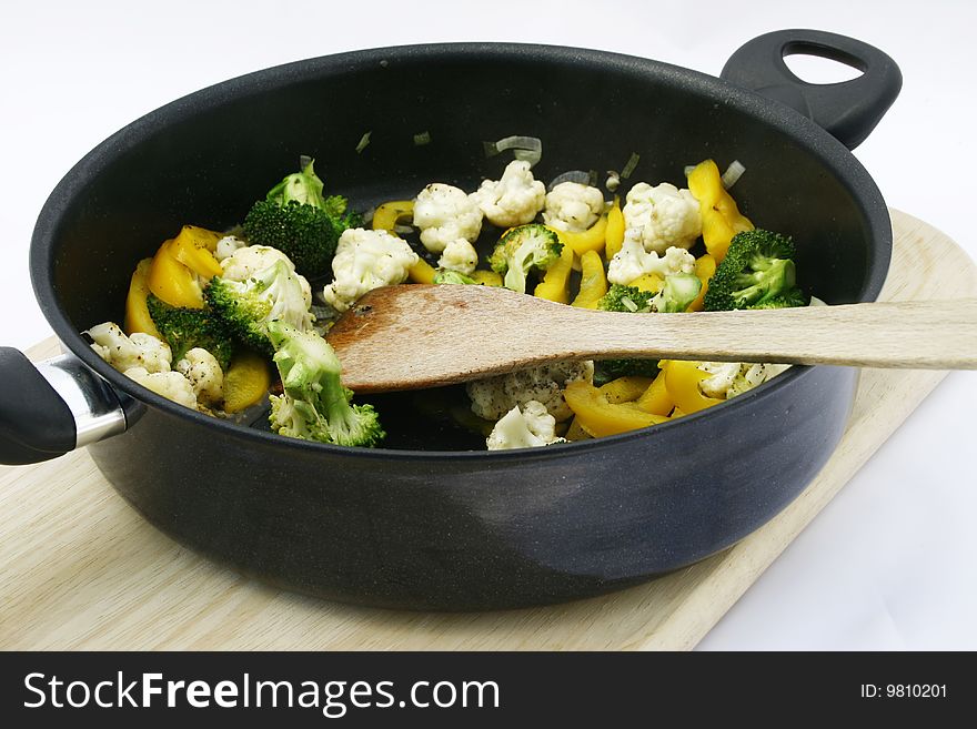 A pan with fresh vegetables