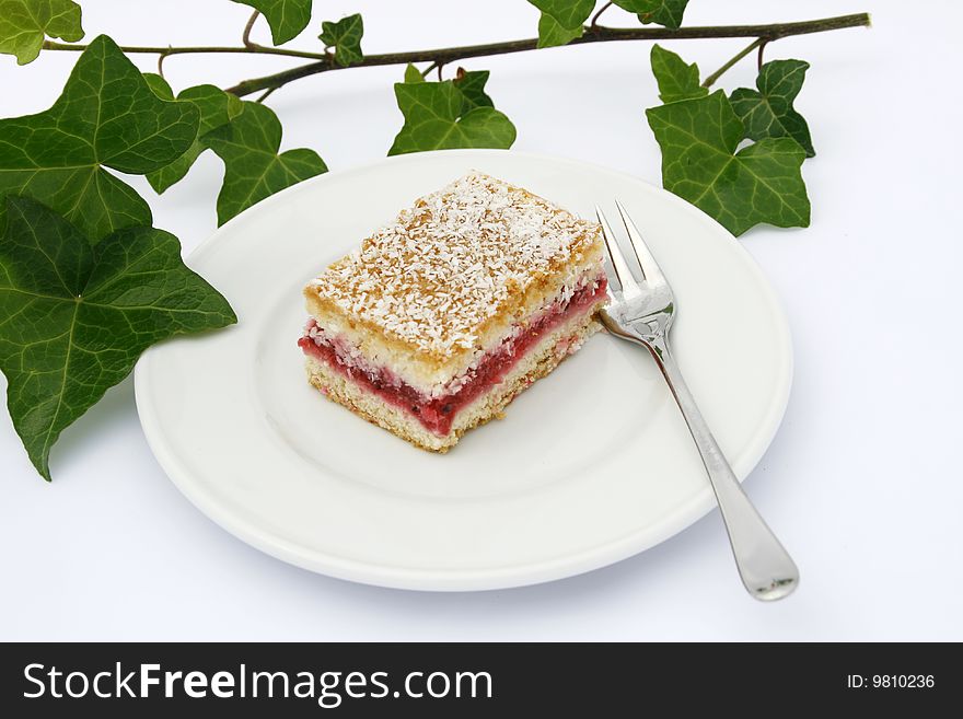 Fruit cake  from redcurrants on a dish