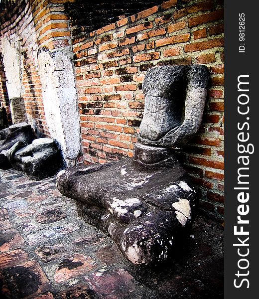 Destroyed Buddha Statues at an Old Temple in Thailand. Destroyed Buddha Statues at an Old Temple in Thailand