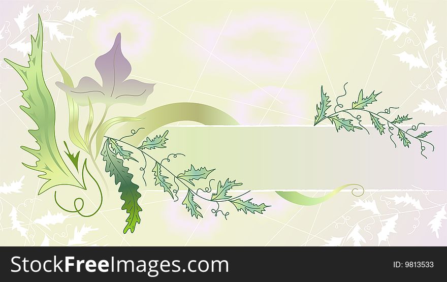 Horizontal frame with flower and leafs