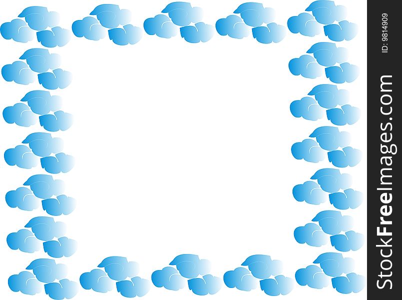 Hand-painted Border Of Blue Clouds