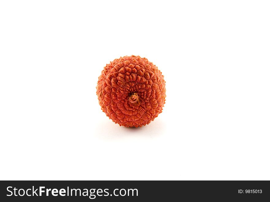 Single lychee with clipping on a white background