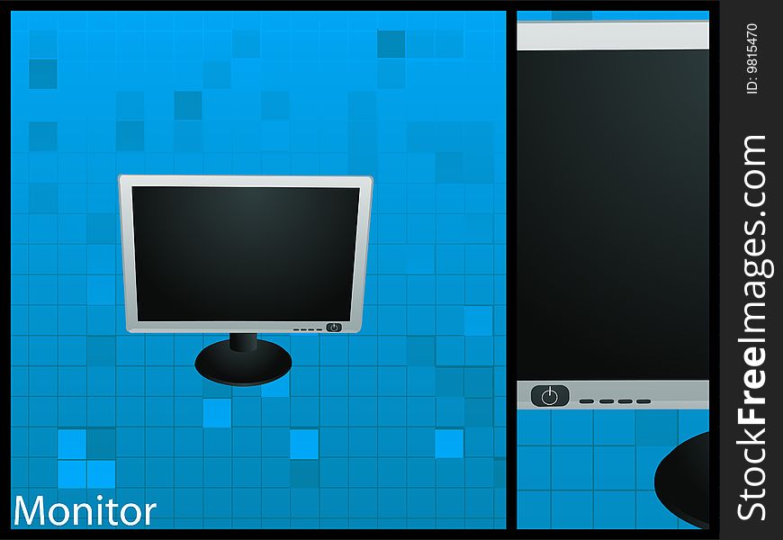 Flat monitor on isolated white background