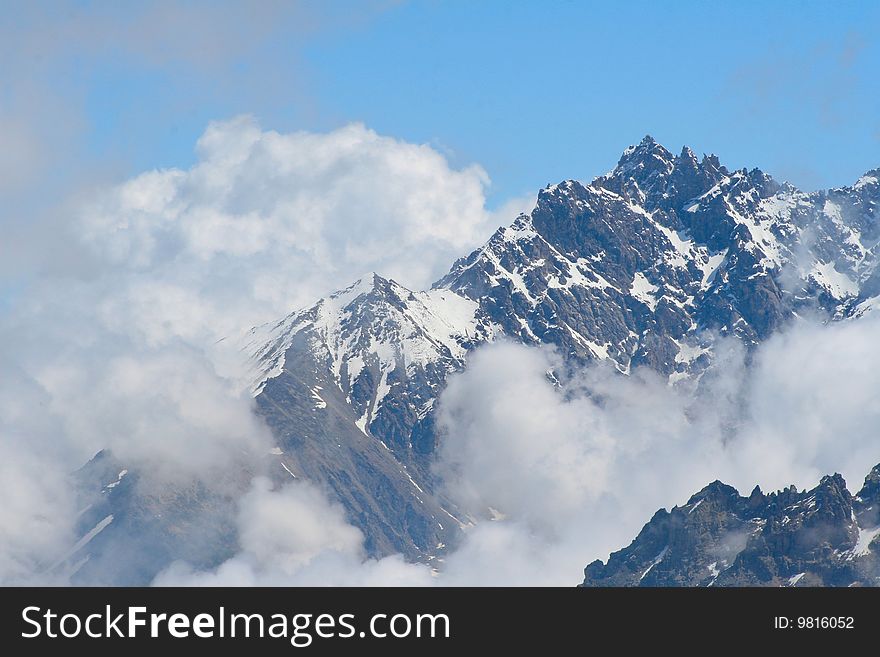 Snow top on Caucasus mountain