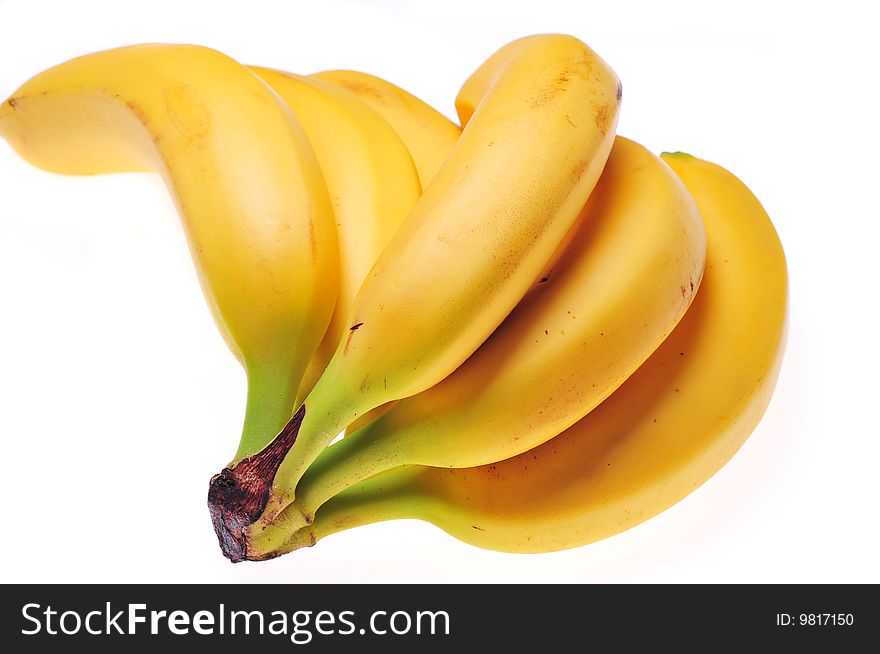 Bunch of fresh bananas isolated on white background