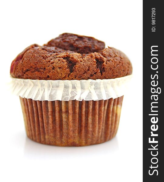 Fresh muffin isolated on white