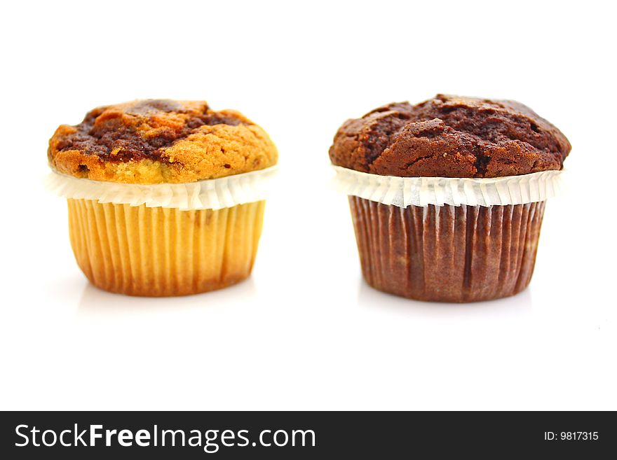 Fresh muffin isolated on white