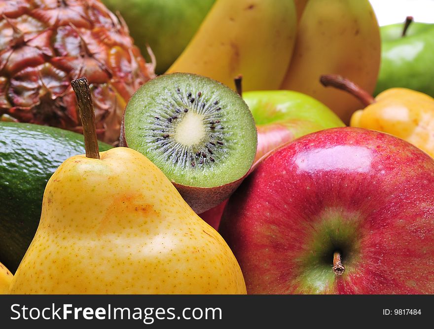 Variety of fresh colorful fruits