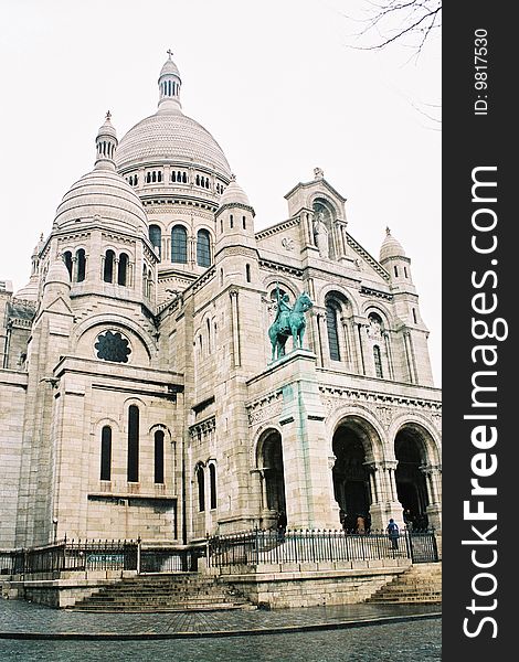 A front view of a Sacre-Coeur cathedral in Paris. A front view of a Sacre-Coeur cathedral in Paris.