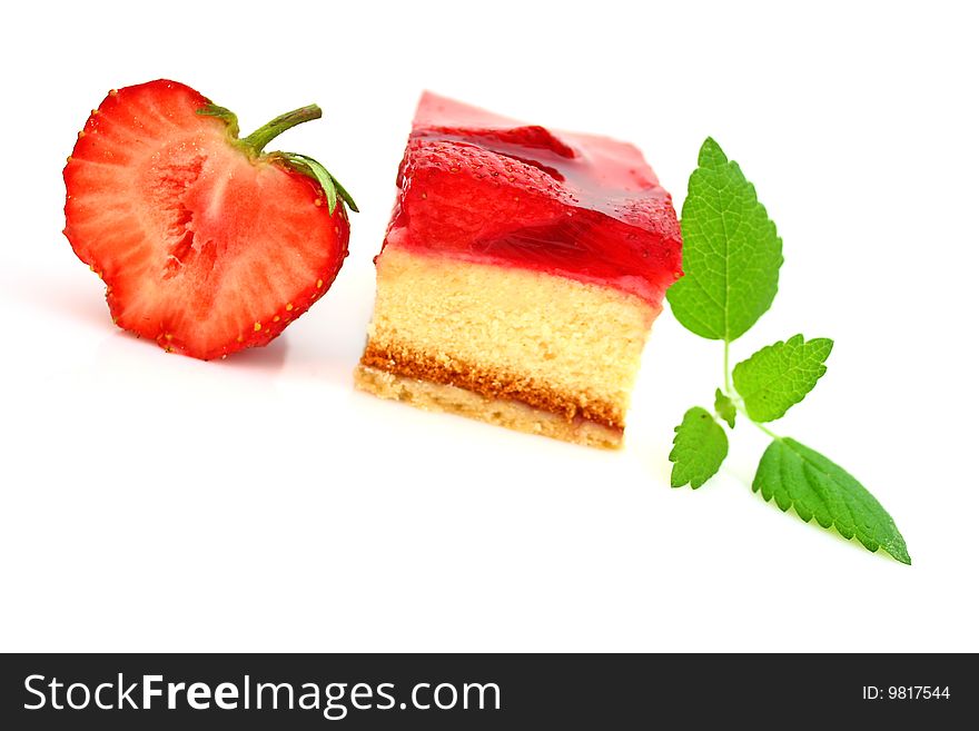 Strawberry pie isolated on white