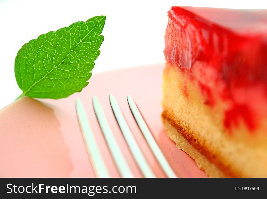 Strawberry pie isolated on white