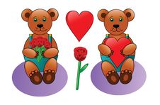 Teddy Bear With Heart And Roses Stock Images