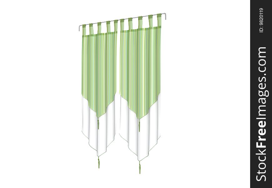 Rendered 3d isolated curtains on white background