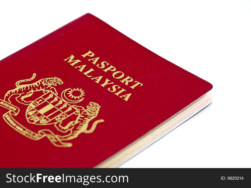 Malaysia International Travel Passport on white background. Malaysia International Travel Passport on white background