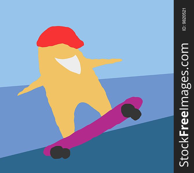 Vector image - the person jumps on a skateboard