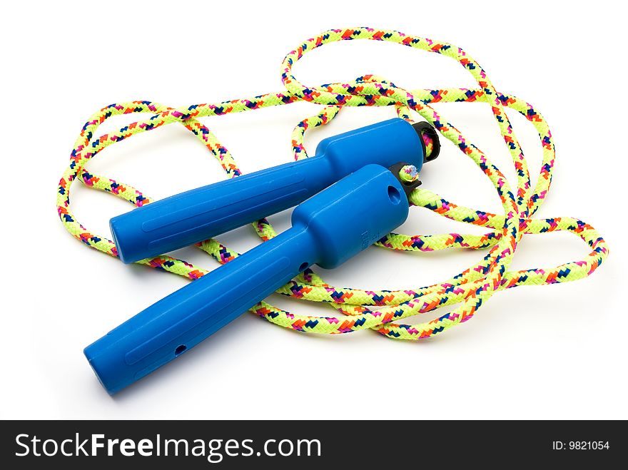 Skipping rope with blue handles