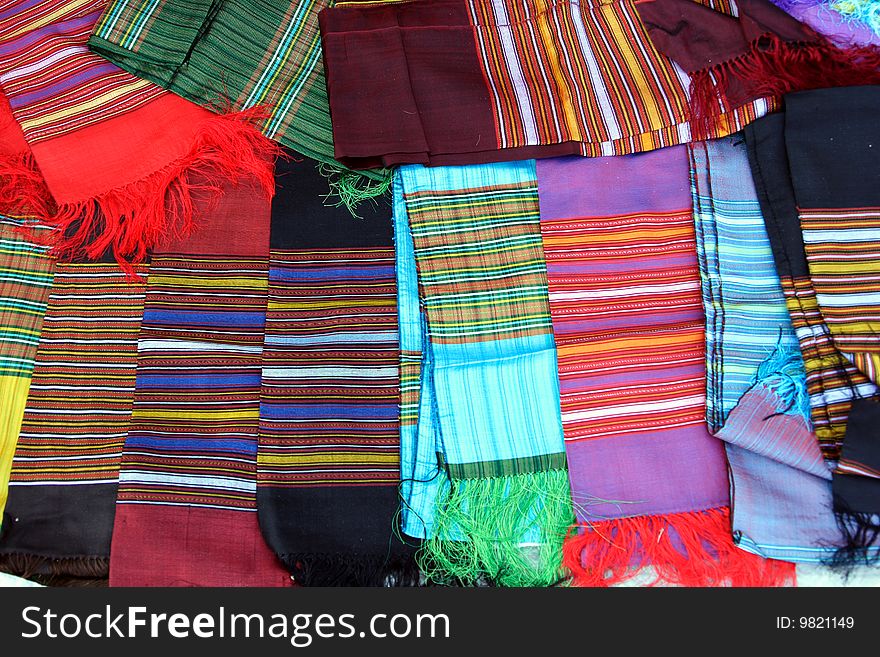 Element of national costume with traditional ornament. Turkmenistan. Ashkhabad market.