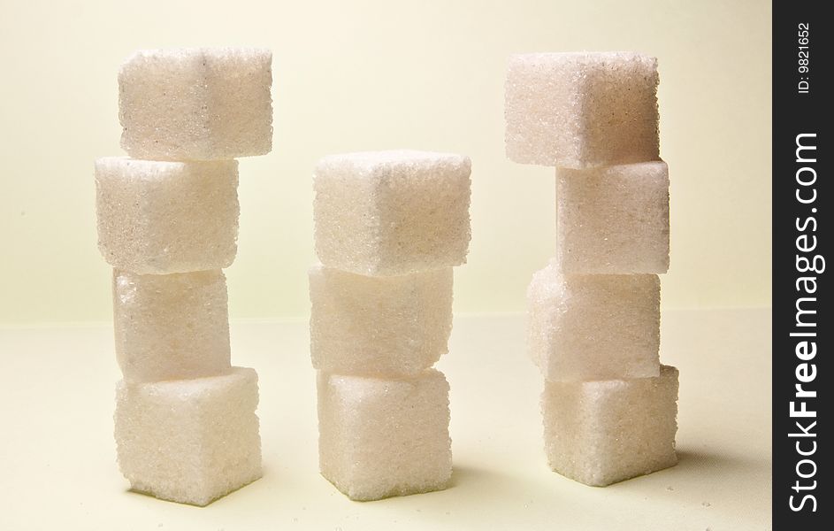 Several pieces of refined sugar. Several pieces of refined sugar