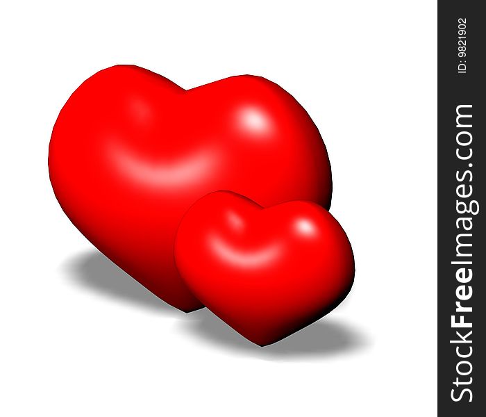 Heart on a white background. 3d model.