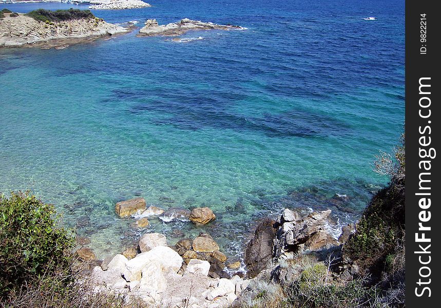 Beautiful blue sea shore in greece. Beautiful blue sea shore in greece
