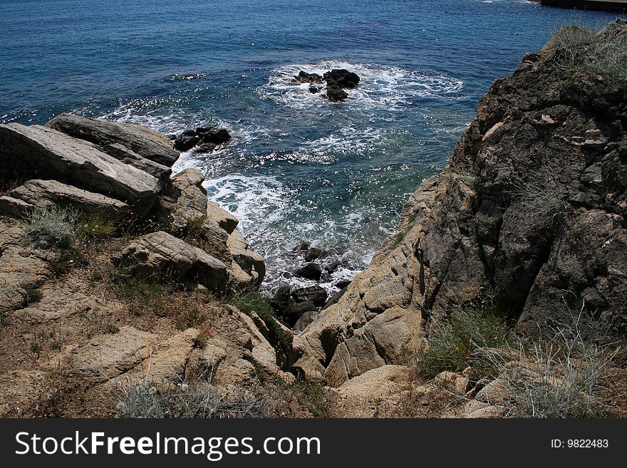 Seashore in greece with rocks. Seashore in greece with rocks