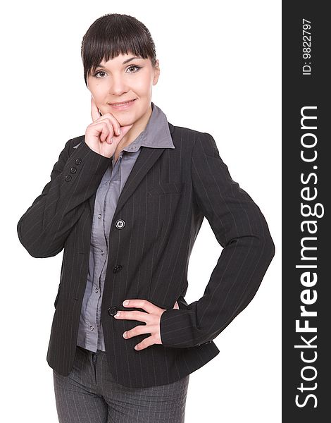 Young businesswoman isolated over white background