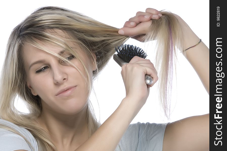 Girl who brush their hair. Girl who brush their hair