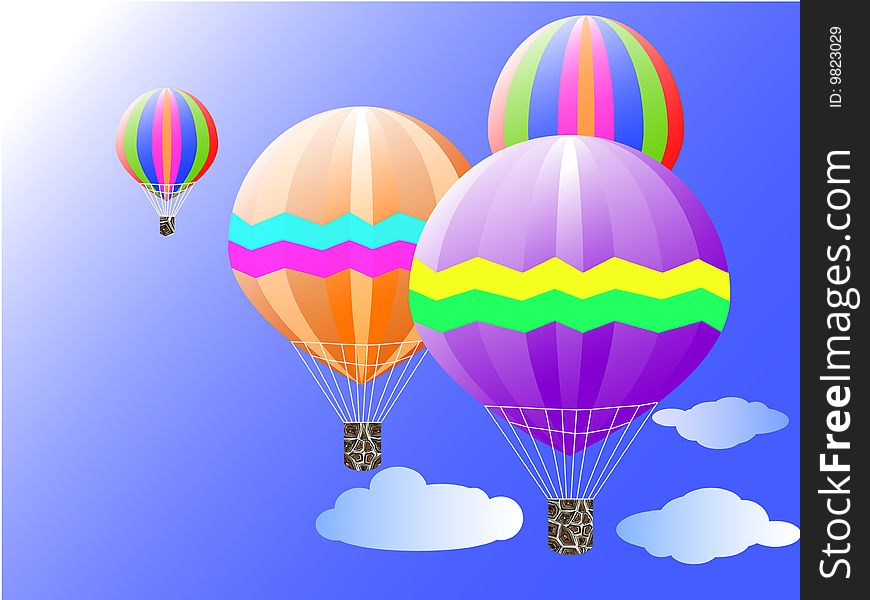 A illustration of hot air balloons