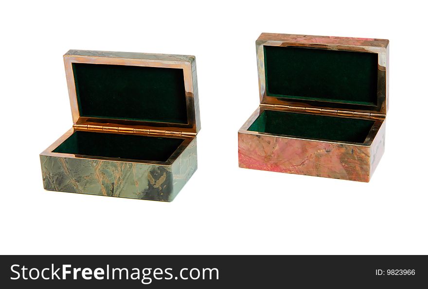 Two Open Stone Caskets Isolated