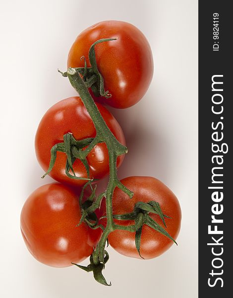 Ripe red tomatoes on a white background with clipping path