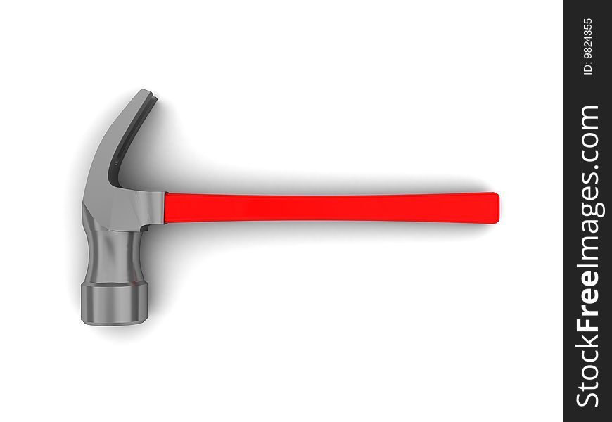 3d illustration of hammer over white background