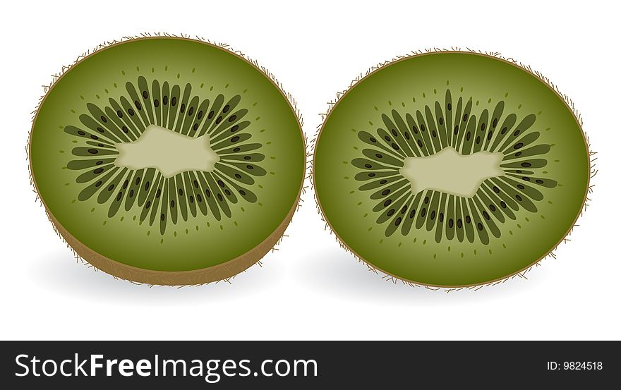 Kiwi slices isolated on a white background. Vector illustration.