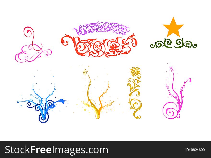 Vectored illustrations of floral elements and ornaments for fancy and nice artworks, web sites and templates. Vectored illustrations of floral elements and ornaments for fancy and nice artworks, web sites and templates