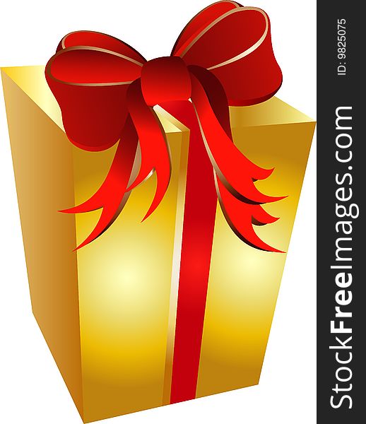 Illustration of a present with red ribbon