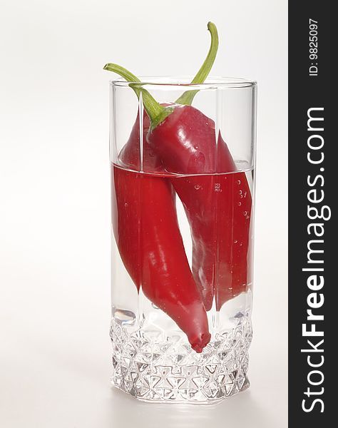 Russian Vodka with red hot chilly pepper in the glass