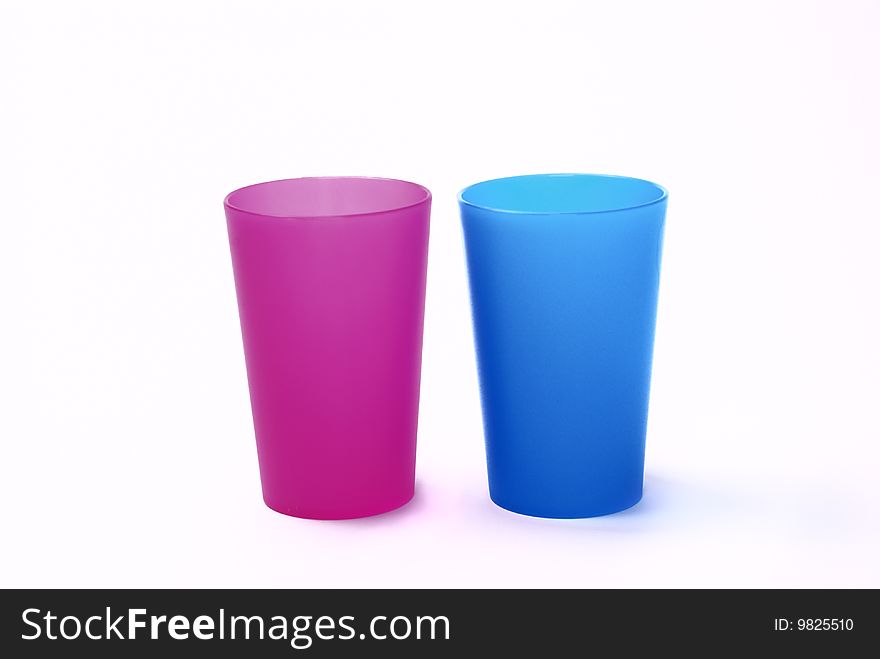 Color toothbrush holders on the white background