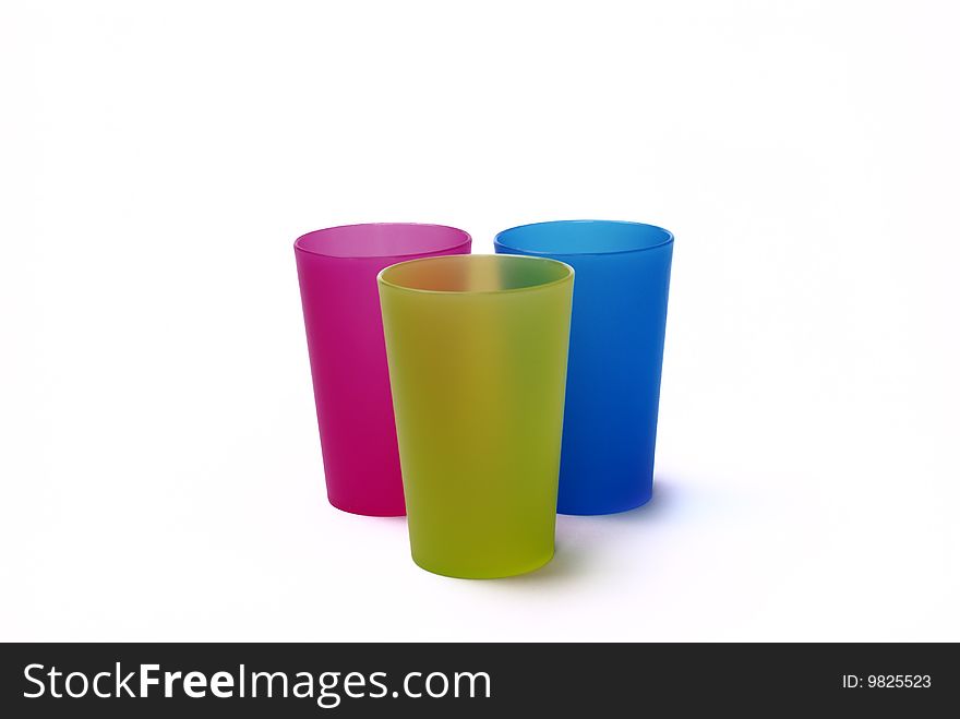 Color toothbrush holders on the white background