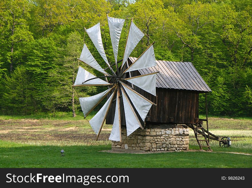 Retro windmill in an open air museum