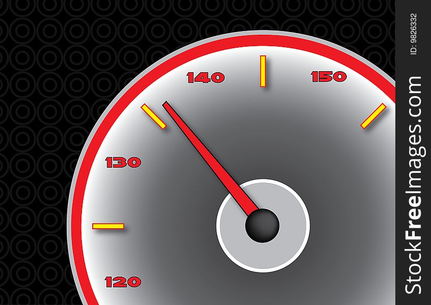 A large speedometer hits some high speeds. A large speedometer hits some high speeds.