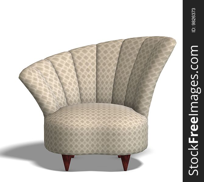 A modern comfy seat. 3D render with clipping path and shadow over white. A modern comfy seat. 3D render with clipping path and shadow over white