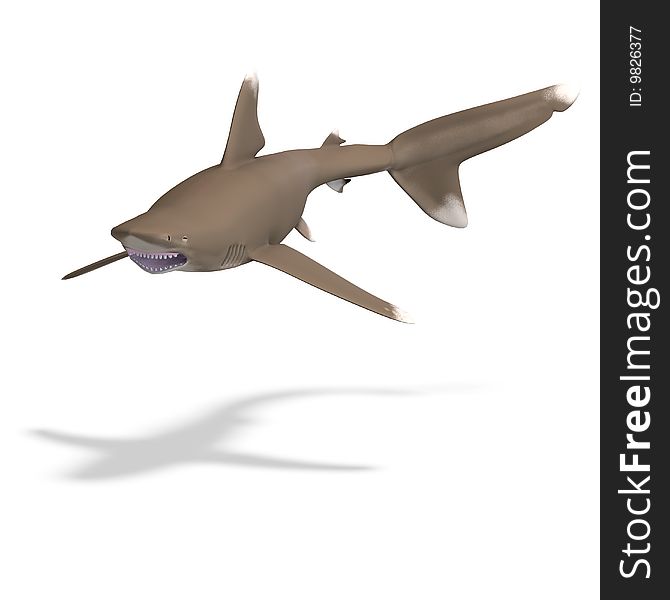 Dangerous shark. 3D render with clipping path and shadow over white. Dangerous shark. 3D render with clipping path and shadow over white