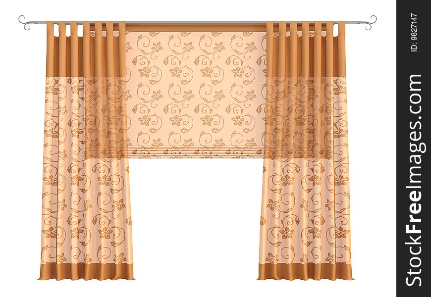 Rendered 3d isolated curtains on white background